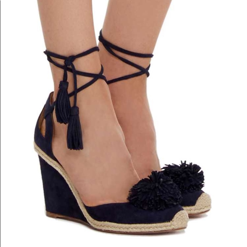 AquaZzura Navy Suede Wedge